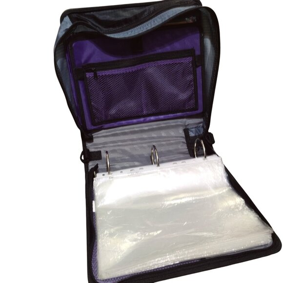 Case it Purple Gray 3 Ring Zipper Binder with Expanding File Organizer Pockets - Picture 5 of 11